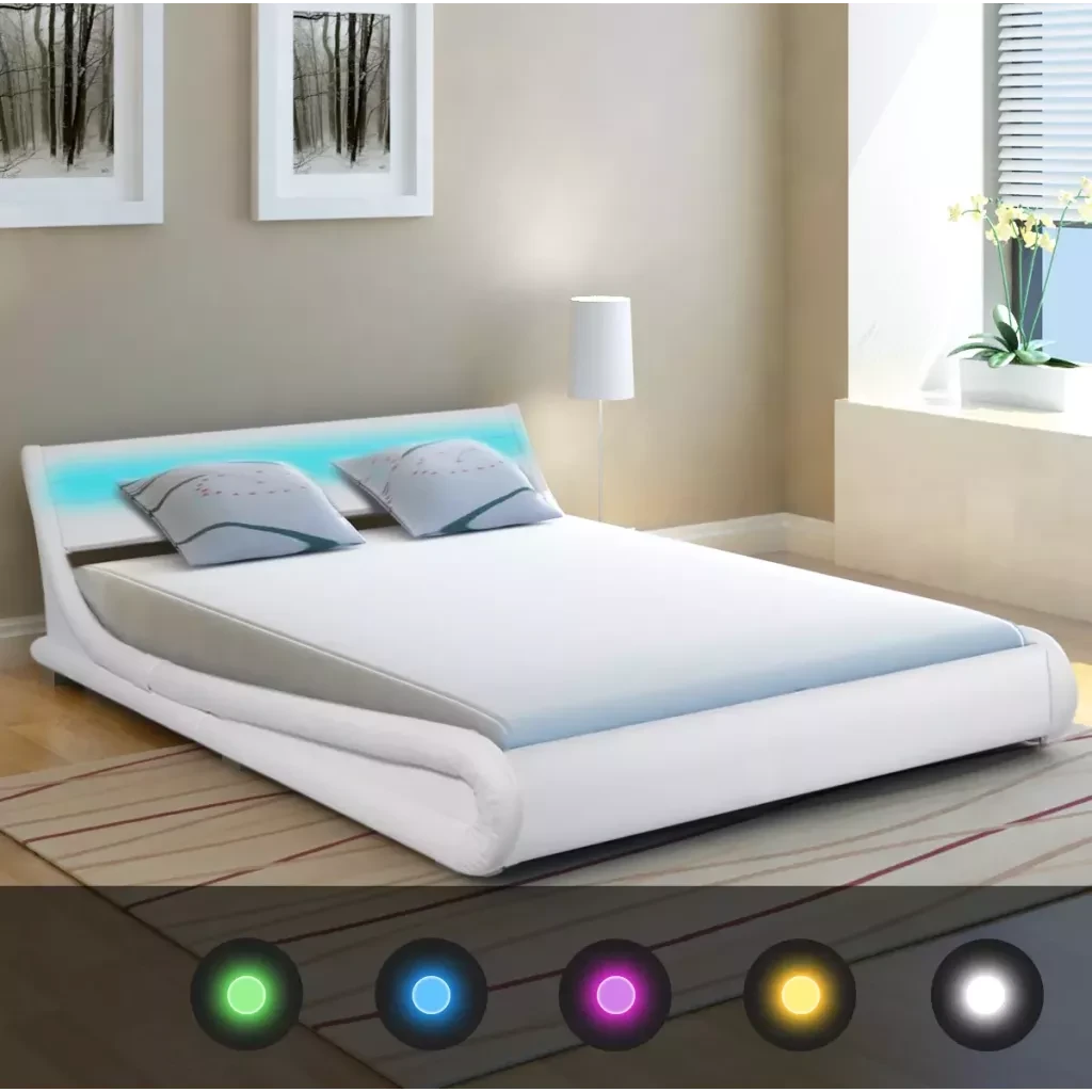 Langskomen Netelig Aanklager New Arrival Bed Frame with LED 5FT King Size/150x200 cm Artificial Leather  Wave Design Bed Base Fashion Bedsteads Double Bed|Beds| - AliExpress