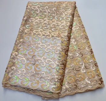 

Sequined Embroidered Net Lace Fabrics 2020 Classical Design African Guinea Sequins Wedding Mesh Prom Dresses Sewing Fabircs
