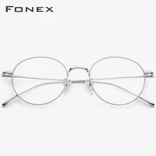 FONEX, чистые титановые очки, женские круглые очки, оправа, Ретро стиль, по рецепту, близорукость, оптические очки для глаз, очки для мужчин, 70041