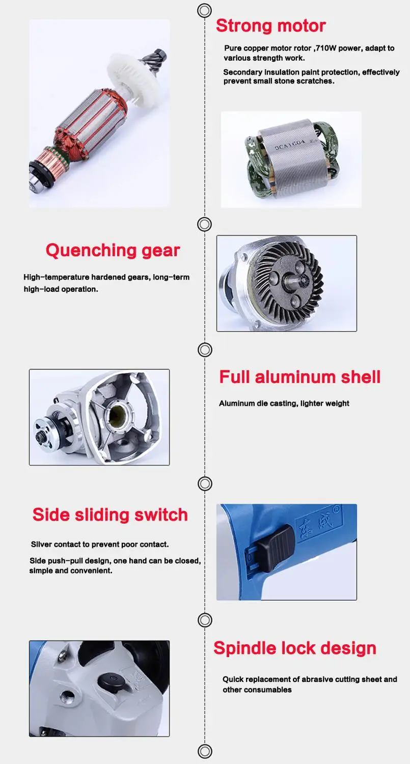 220V 710W Handheld Electric Angle Grinder Speed Regulating Rechargeable Grinding Machine for Metal Wood Polishing Cutting Tools