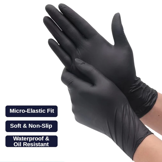 Gants de cuisine imperméables en Nitrile de qualité alimentaire, plus  épais, en Nitrile noir, en poudre, sans Latex, jetables pour les examens -  AliExpress