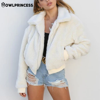 

OWLPRINCESS Zipper Wool Coat Women Long Sleeve Winter Woman Coat With Pockets Comfortable Warm Coats Femme