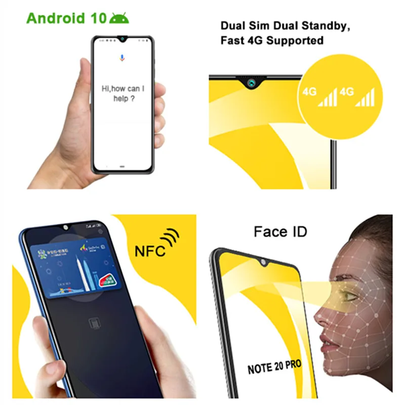 CUBOT Note 20 Pro Cell Phone 4200 mAh Battery Rear Quad Camera 12MP NFC Smartphone 4g 6.5″ HD Display Android 10 Telephone