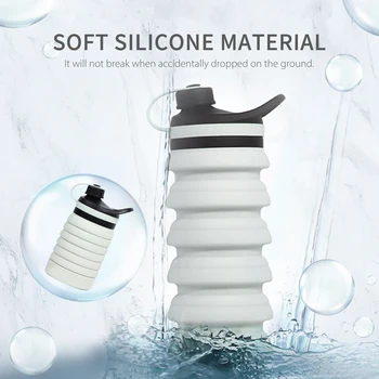 

New 800mL Collapsible Water Bottle Foldable Water Bottle Food-grade Silicone Lightweight Leak Proof Sports Water Bottle