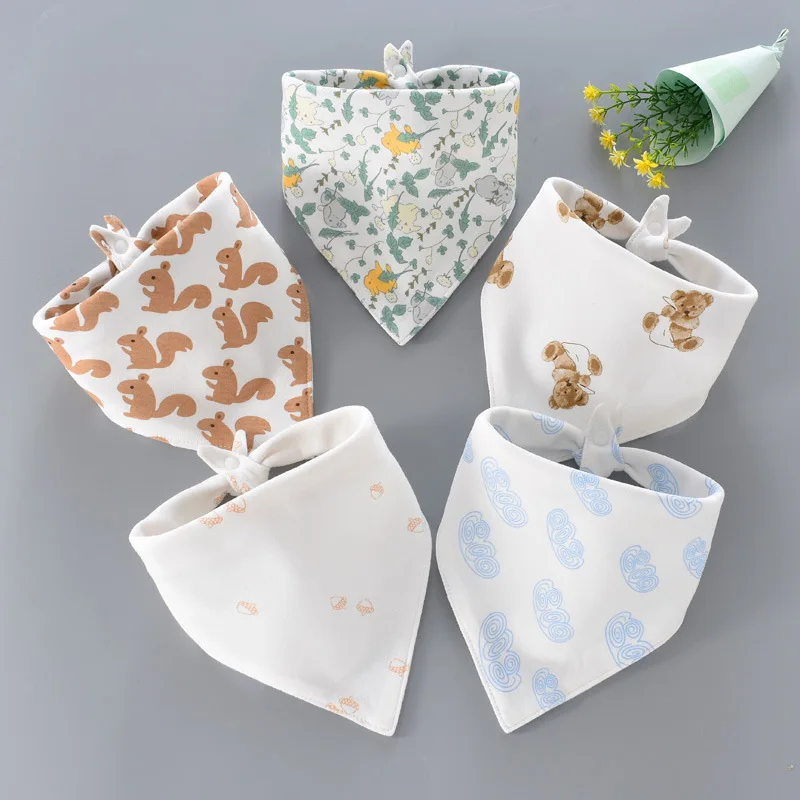 5 pieces/lot Baby Bibs Triangle Double Cotton Bibs For Boys and Girls Super Soft Unisex Feeding Bibs Infant Bandana Bibs Gift