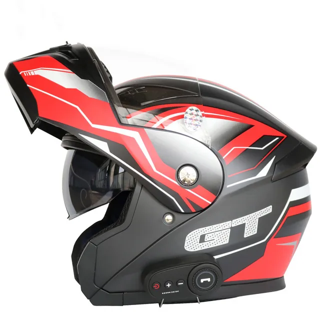 Men Women Bluetooth Motorcycle Helmet Flip Up Waterproof Longer Endurance Double Scratch Proof Anti Fog Visors K10