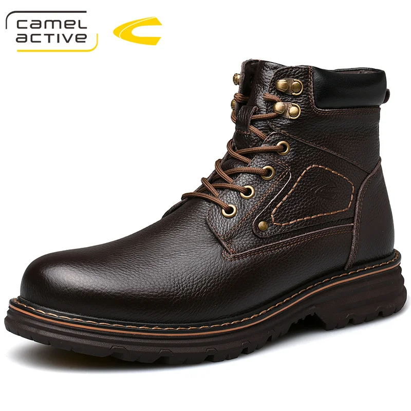 Camel Active/Новинка; модные мужские ботинки в стиле ретро; обувь из натуральной кожи; мужские матовые ботинки в английском стиле; мужские рабочие ботинки - Цвет: Коричневый