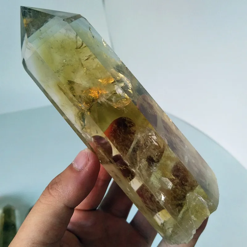 Каменный из натурального цитрина кристалл палочка точка кварц сырой камень обелиск рейки чакры камни и целебные кристаллы - Цвет: A1  398g    143mm
