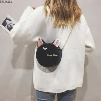 

Cartoon Anime Sailor Moon Cute Luna Cat Ears Creative Girl Mini Plush Chain Crossbody Bags Fashion Travel Shoulder Messenger Bag