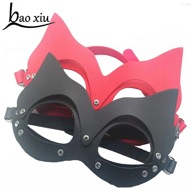 

New Cat Masks Sexy Women Head Harness Leather Silver Crystal Face Mask Masquerade Halloween Masks Costume Fetish Hair Jewelry