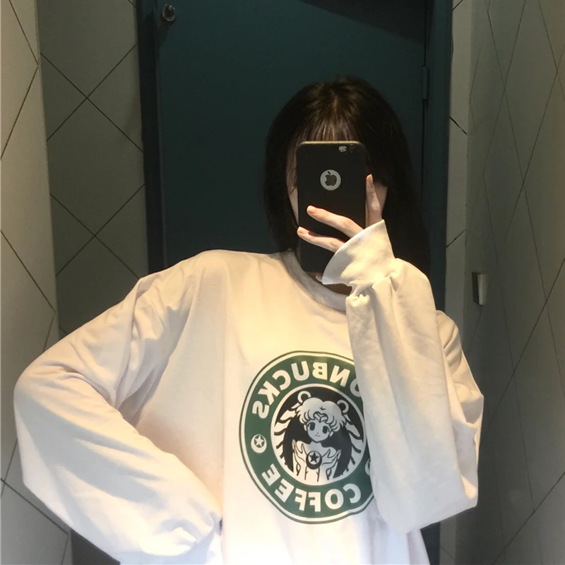 Осенняя Женская одежда, новинка, корейский Ulzzang Harajuku, мультяшный Сейлор Мун, толстовки, худи для женщин и девочек, худи, Топ