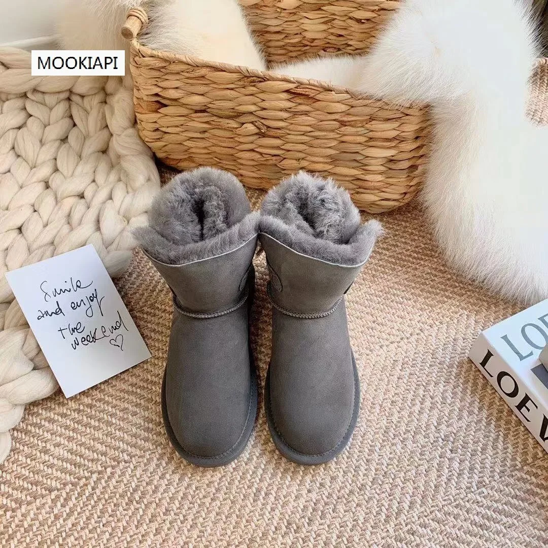 Австралийские брендовые зимние сапоги высокого качества Натуральная Овчина натуральная шерсть самая модная и теплая женская обувь