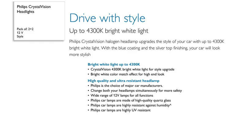 Philips H1 H4 H7 H11 9005 9006 12V Crystal Vision 4300K яркий белый светильник, галогенный автомобильный головной светильник, противотуманные фары+ 2x лампы T10, пара