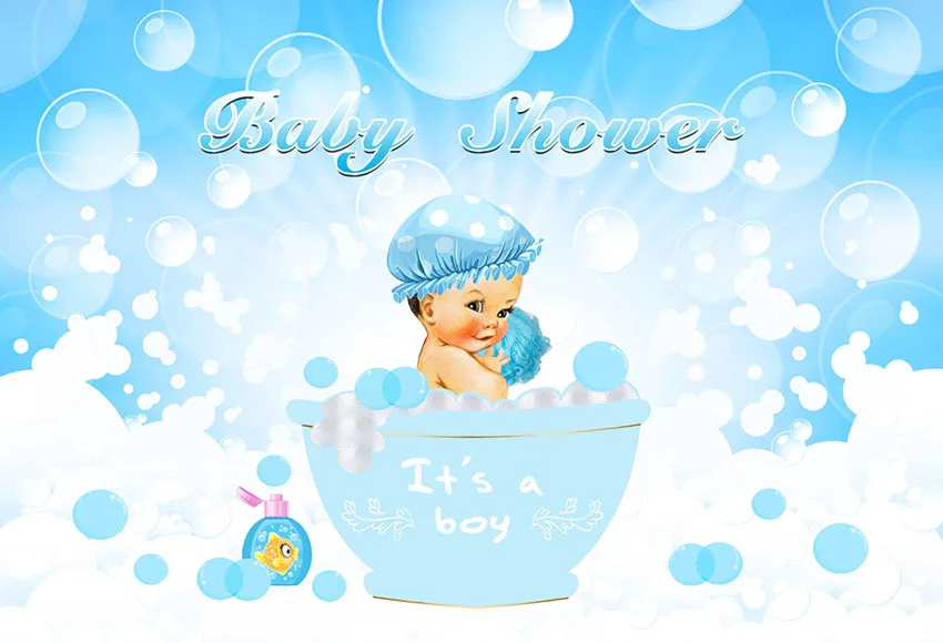 7x5FT синий мальчик белые пятна Bokeh Baby Shower пользовательские фотостудии фоны винил 220 см x 150 см
