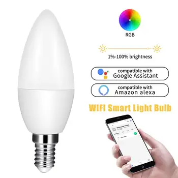

Candle Bulb Smart WiFi Bulb Voice Controlling Remoter Controller Led Intelligent Candle Light Support Amazon/Google Home/IFTTT