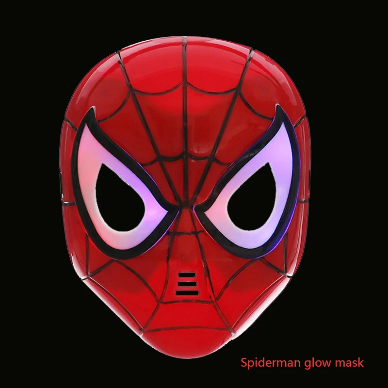 Новые Marvel Мстители 4 дети Человек-паук косплей костюм Spider-man перчатки Человек-паук манбэтмен Супермен пусковые устройства ручная фигурка игрушка - Цвет: glow mask