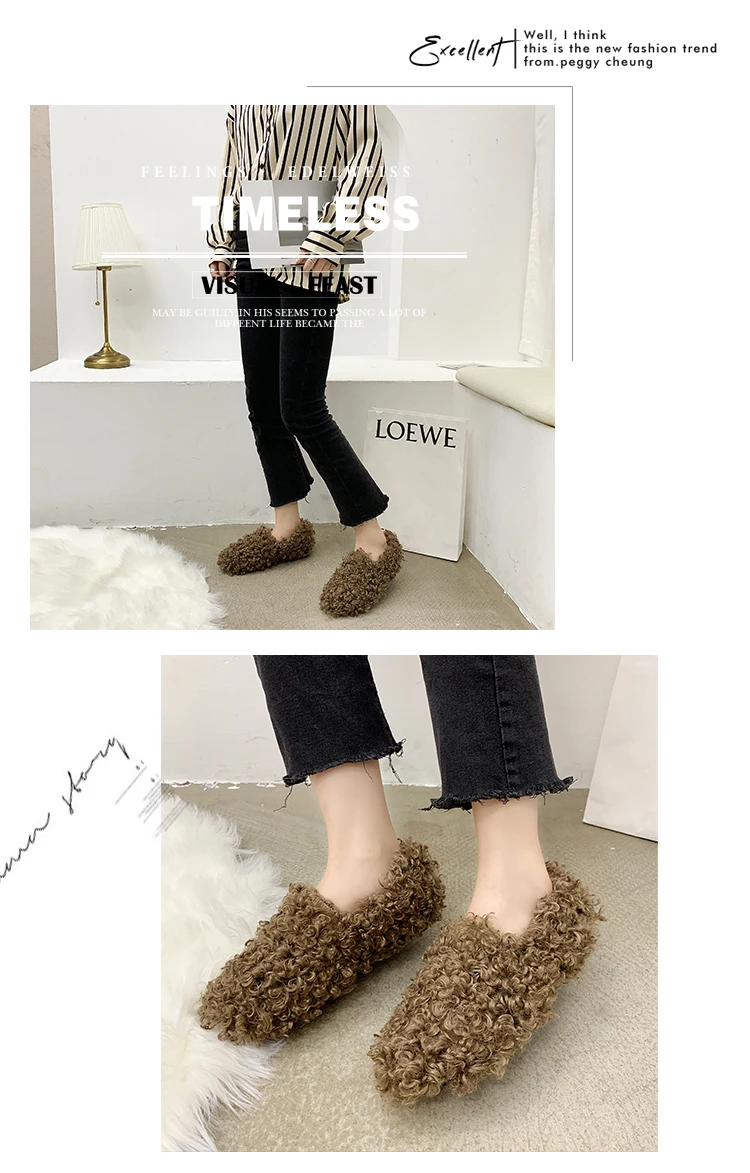 Slip On Shoes For Women Flats Women's Moccasins Shallow Mouth Loafers Fur All-Match Modis Casual Female Sneakers Round Toe