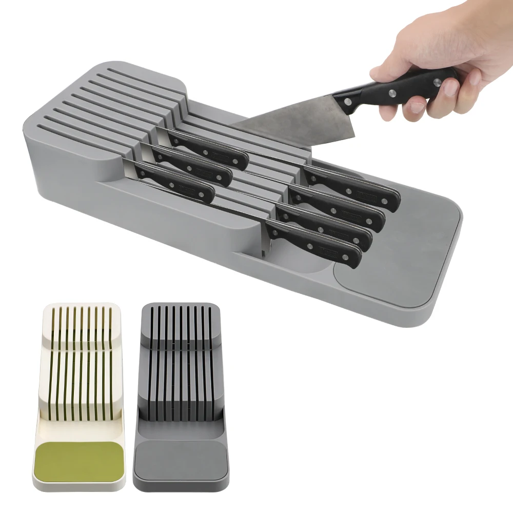 Knife Block Holder Plastic Cutlery Drawer Organizer Utensil Rack Universal Stand Cabinet Tray Kitchen Storage | Дом и сад