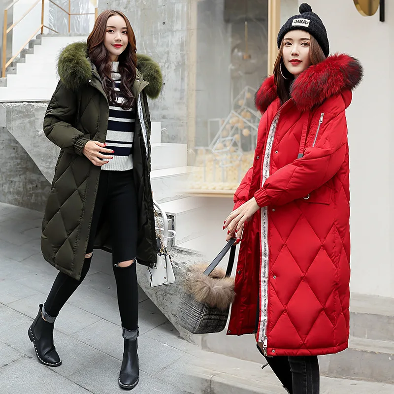 

2018 Winter New Style Korean-style Loose-Fit Large Fur Collar Large Size Mid-length Fat Mm down Jacket Cotton-padded Clothes Fas