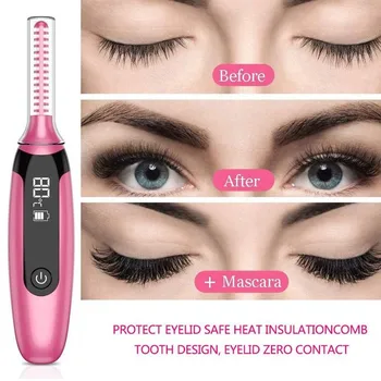 

Ceramic Electric Eyelash Instrument Digital Display Eyelashes Curler Rechargeable Lasting Natural Electric Heating Make Up Tool