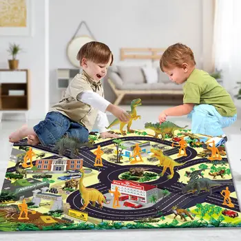 

Children's dinosaur toy simulation animal model Dinosaur Park doll game mat carpet scene 17 sets