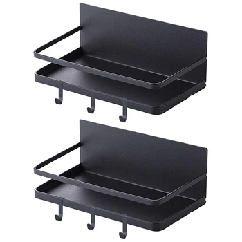 

netic Spice Rack 2 Pack netic Shelf with 6 Adjustable Towel Hooks for Hanging Black