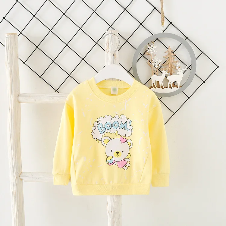 Baby Toddler Kids Girls Boys Audel Cotton Long Sleeve T-Shirt Spring Autumn Character Print O-neck Children Clothes G199