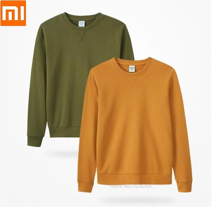 Xiaomi мужской классический свитер с круглым вырезом и длинными рукавами, пуловеры, верхняя одежда из чесаного хлопка, мягкие топы, свободное Мужское пальто