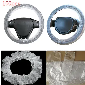 

Universal 100 Pieces Car Steering Wheel Cover For Disposable Plastic Protective Covers Dustproof and Antivirus Protecting Hand