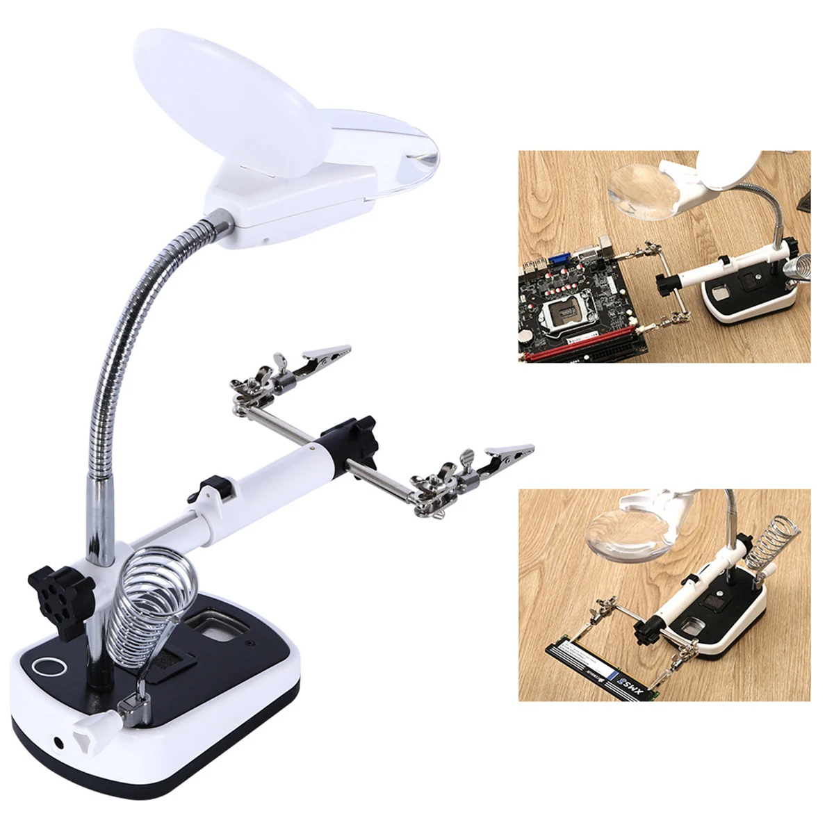 3.5X 10X Hands Free 5 светодиодов Лупа станция с зажимами для сварки пайки DIY& Repair-вилка EU/US