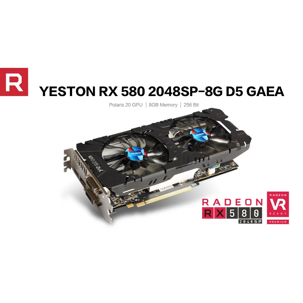 Yeston RX580 2048SP 8G D5 GAEA графические карты Radeon Chill Polaris 20 двойной вентилятор охлаждения 8