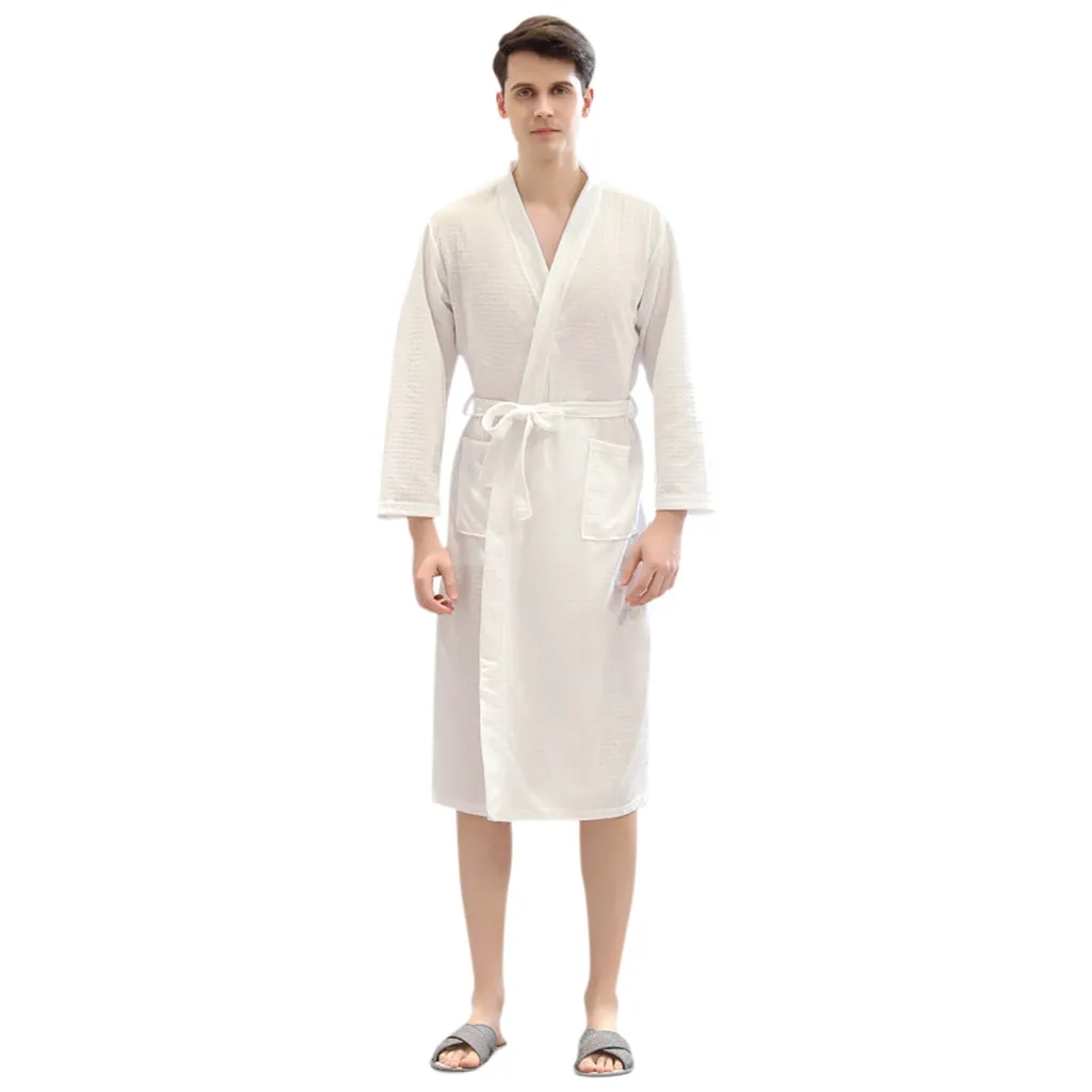 Зимняя Пижама, пижама банный халат, мужской фланелевый коралловый халат из флиса, пижама hombre, ночной халат, халат#35 - Цвет: Белый