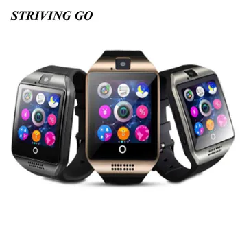 

2020 Men Q18 Bluetooth Smart Watch With Touch Screen Big Battery Support GSM SIM TF Card Camera for Android Phone PK DZ09 U8