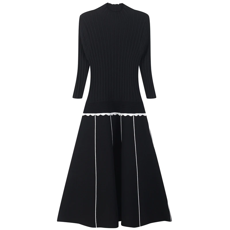 Женское платье, облегающее, с бисером, вязаное, в полоску, Vestido, вечернее платье с оборками, Femme, половина рукава, пуловеры, зимний джемпер