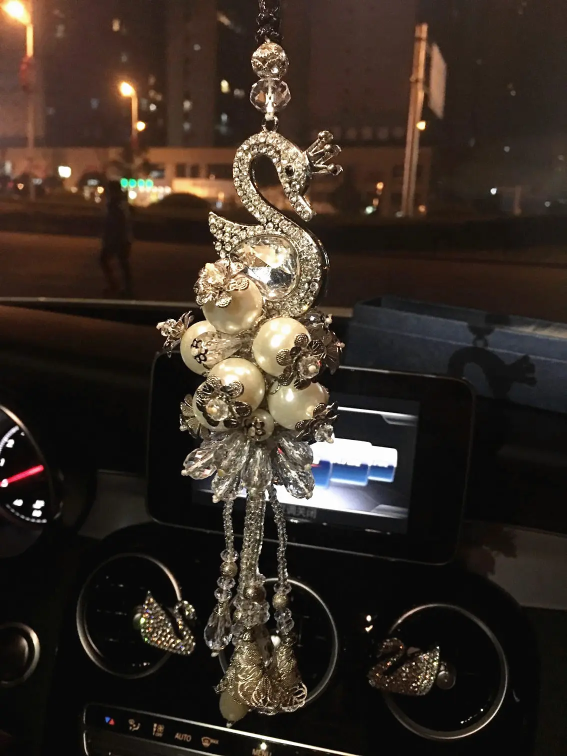 Алмазное зеркало заднего вида, подвеска для автомобиля с кристаллами, подвеска для салона автомобиля, подвеска для автомобиля с лебедем, подвеска для автомобиля