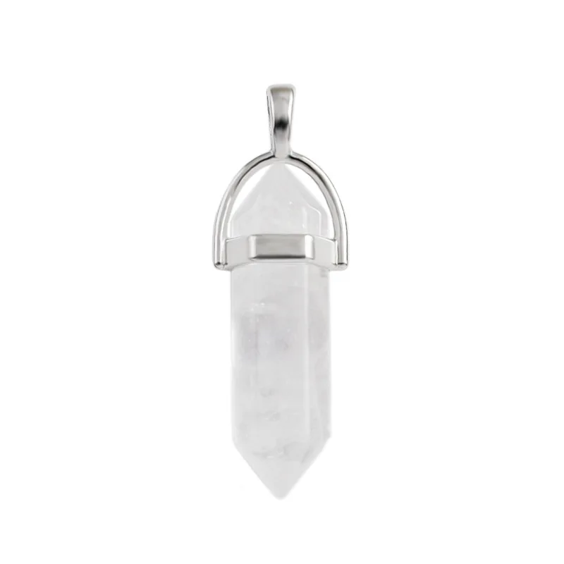 30Pcs/Lot Bulk Natural Gem Stone Lapis Opal Crystal Hexagonal Pendulum Reiki Quartz Point Pendants For DIY Necklace Making