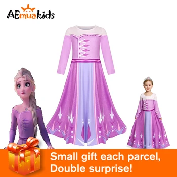 

Girl Elsa 2 Princess Dress UP Print Nightgown Children Christmas Snow Queen Fancy Cosplay Costume Casual Long sleeve Clothes