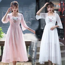 Древний китайский костюм, платья феи, традиционное ханьфу платье для женщин, Династия Хань, наряд принцессы для сцены, одежда для народных танцев, DN4138