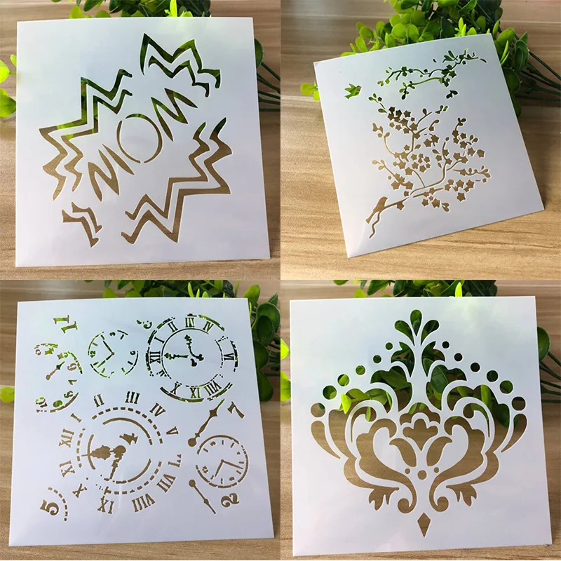 

4 Types Clock Layering Stencils for DIY Scrapbooking Photo Album Decoration Cake Hollow Embellishment