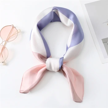 

High Quality Neckerchief Simple Style Silk Scarf Women 2020 Spring New Geometric Print Shawl Wrap 70x70cm Square Small Scarves