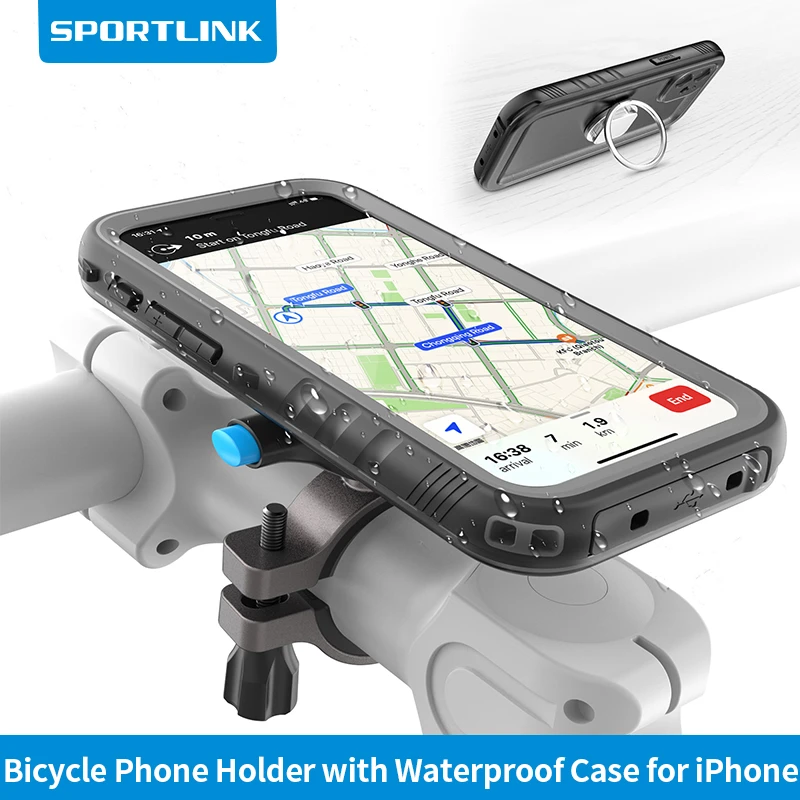 SPORTLINK Soporte de teléfono para y motocicleta, funda impermeable para iPhone X SE2 13 11 12 14 Pro soporte de Metal de montaje rápido|Soportes de escritorio para teléfono| - AliExpress