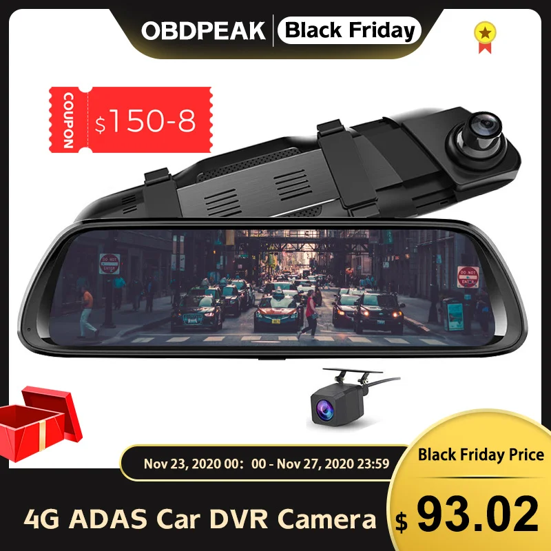Автомобильный видеорегистратор obdпиk A960 4G ADAS 2 Гб + 32 ГБ Android 8 1 зеркало заднего вида