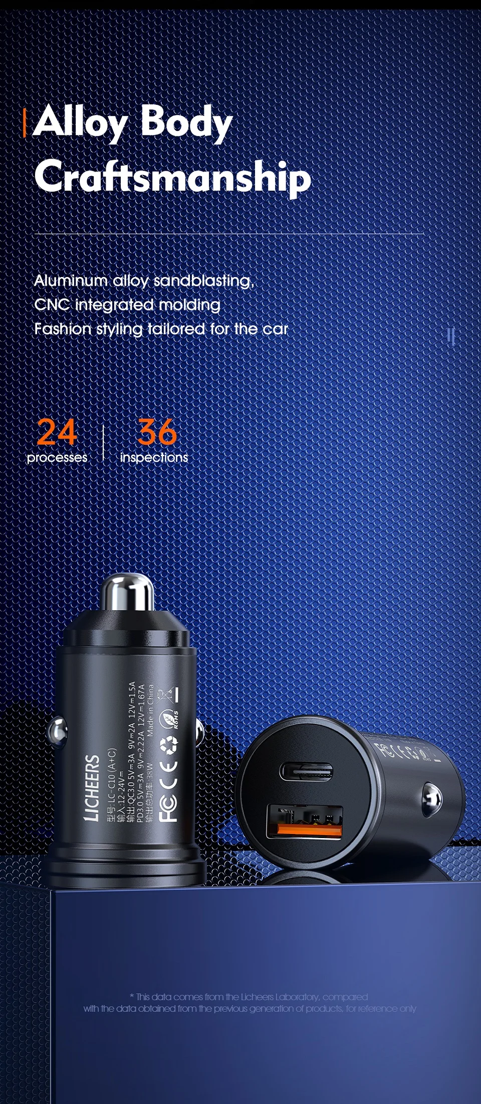 Licheers Car Charger USB 5A Phone Fast Charging 2 Port 12-24V Cigarette Socket Lighter for iPhone Xiaomi Huawei Power Adapter