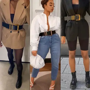 

Best lady 2020 ZA Genuine Leather Double-layer Pin Buckle Belt Women Vintage Waist Accessories for Dress Coat INS Style Belt