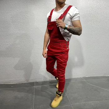 

Men'S Casual Jeans Pluse Size Denim Strap Jean Jumpsuit Loose Fitting Sleeveless Casual Feminino Overalls Dungarees Playsuit