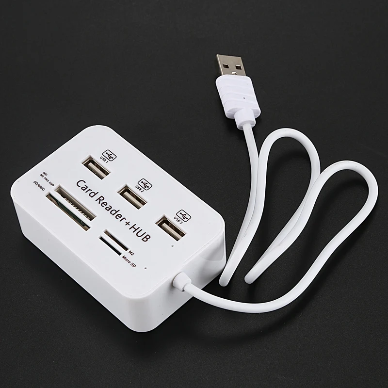 3 порта USB 2,0 концентратор мульти-карт ридер для Sd/mmc/m2/MS Mp-все в одном(белый