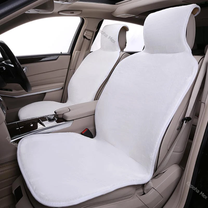 Universal Car Seat Cover for seat 2pc Faux fur winter White Automotive