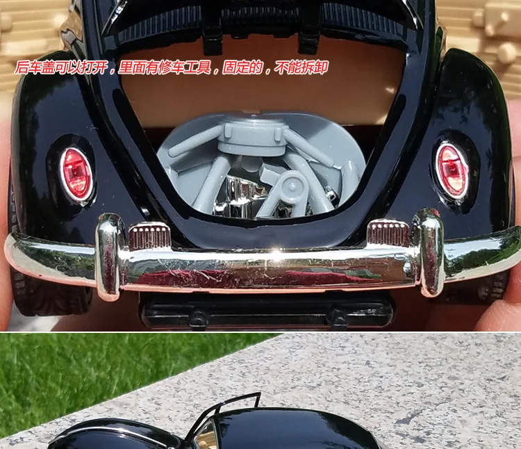 1:18 винтажная модель автомобиля из сплава Volkswagen Beetle Золотая черепаха модель автомобиля четыре двери открытая коллекция подарков руль передний