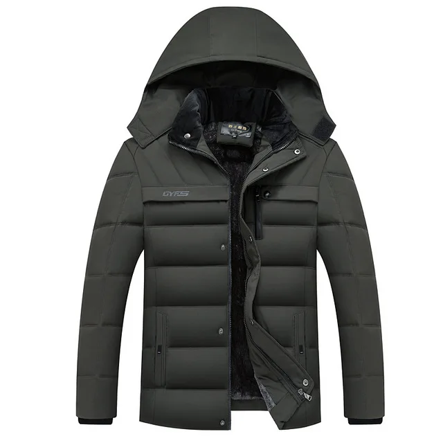 Зимняя мужская куртка с капюшоном большого размера, Толстая теплая зимняя куртка для мужчин, хлопок, стеганая парка, подарок для отца, верхняя одежда, теплое пальто - Цвет: Armygreen