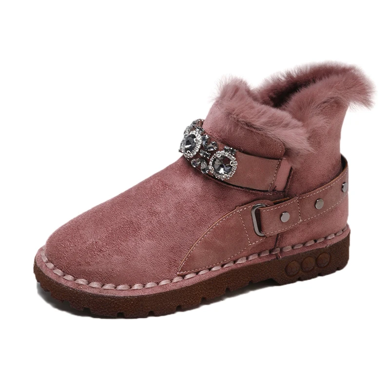HQFZO/высококачественные зимние ботинки со стразами; удобные зимние женские ботинки на платформе со стразами; Botines; коллекция года; Chaussure; женская обувь - Цвет: pink snow boots